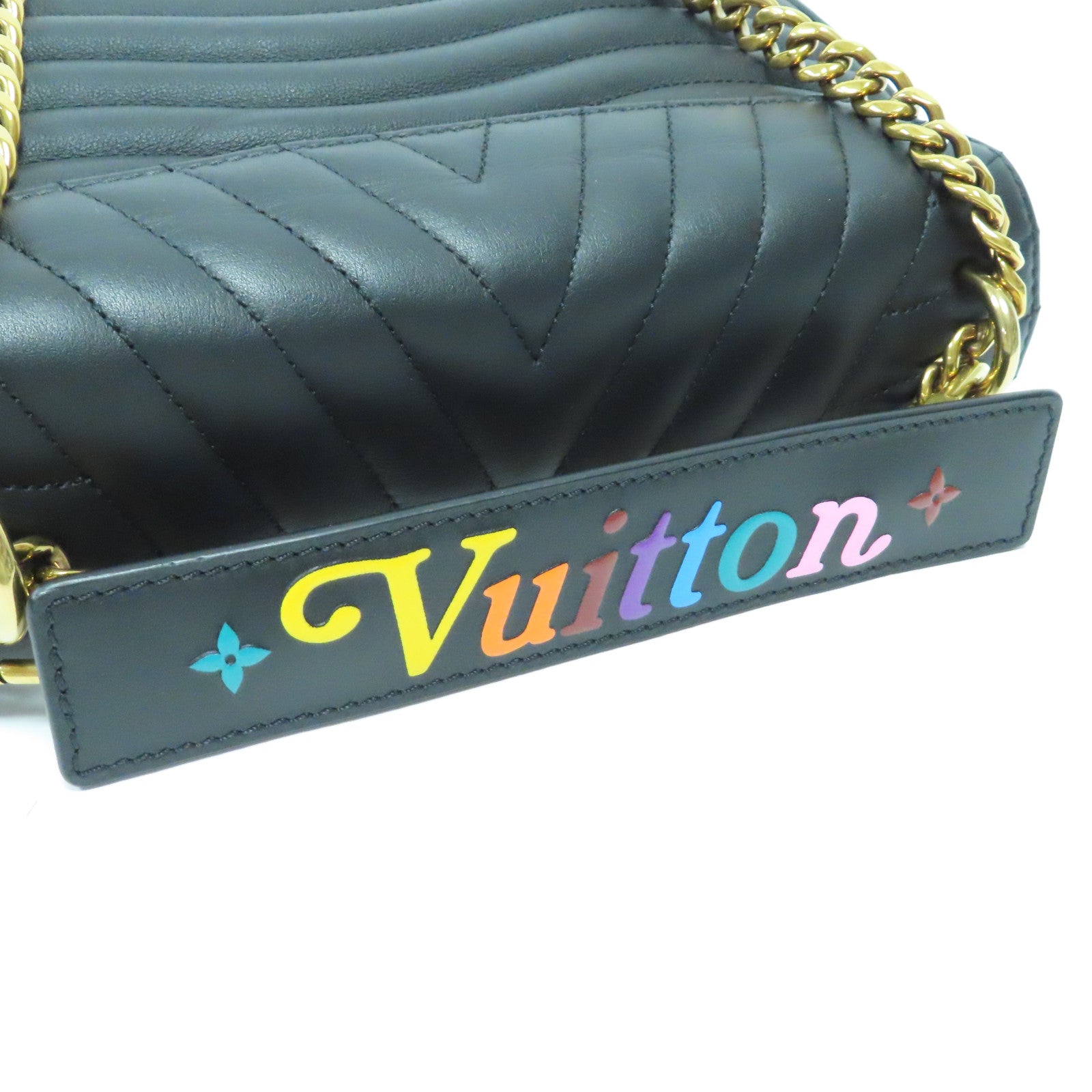 LOUIS VUITTON 牛皮皮革New Wave MM金扣手挽肩背兩用袋黑色
