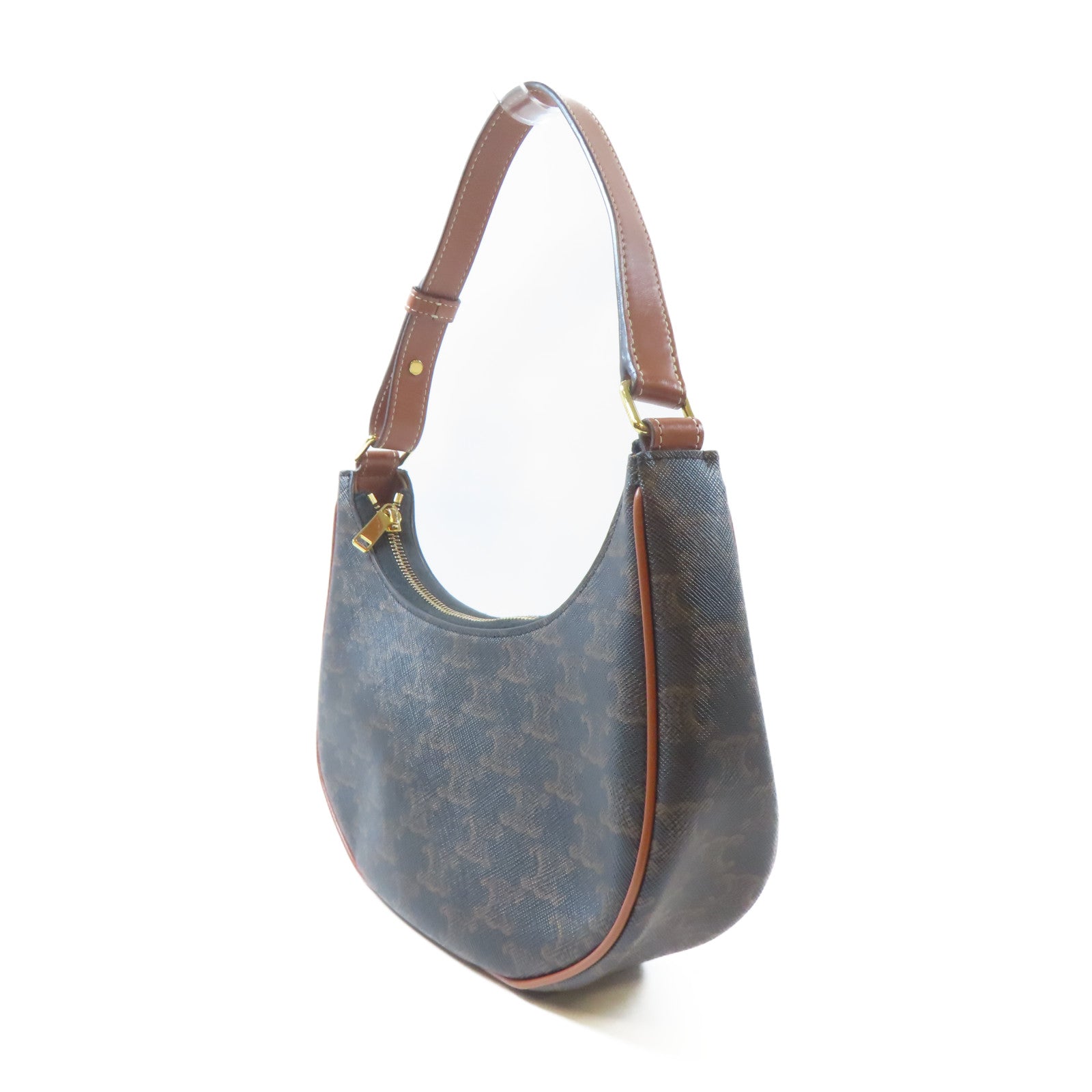 CELINE 塗層帆布Ava金扣肩背袋啡色