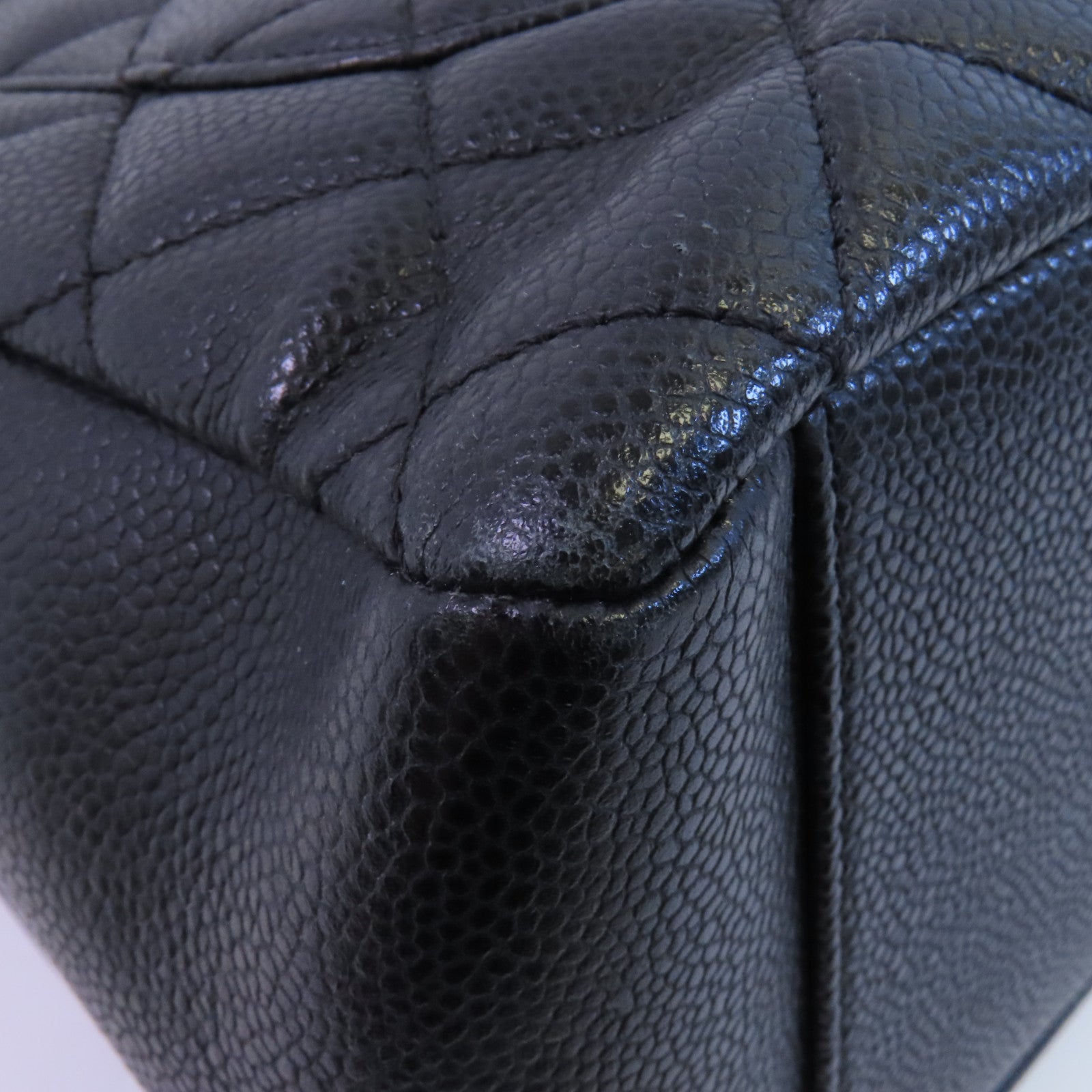 CHANEL 牛皮皮革GST銀扣鏈帶肩背袋