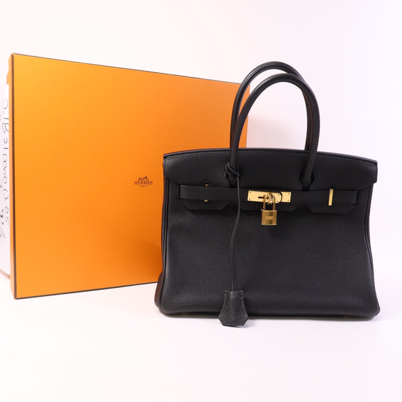 HERMES Togo皮革Birkin 30金扣手挽袋Noir