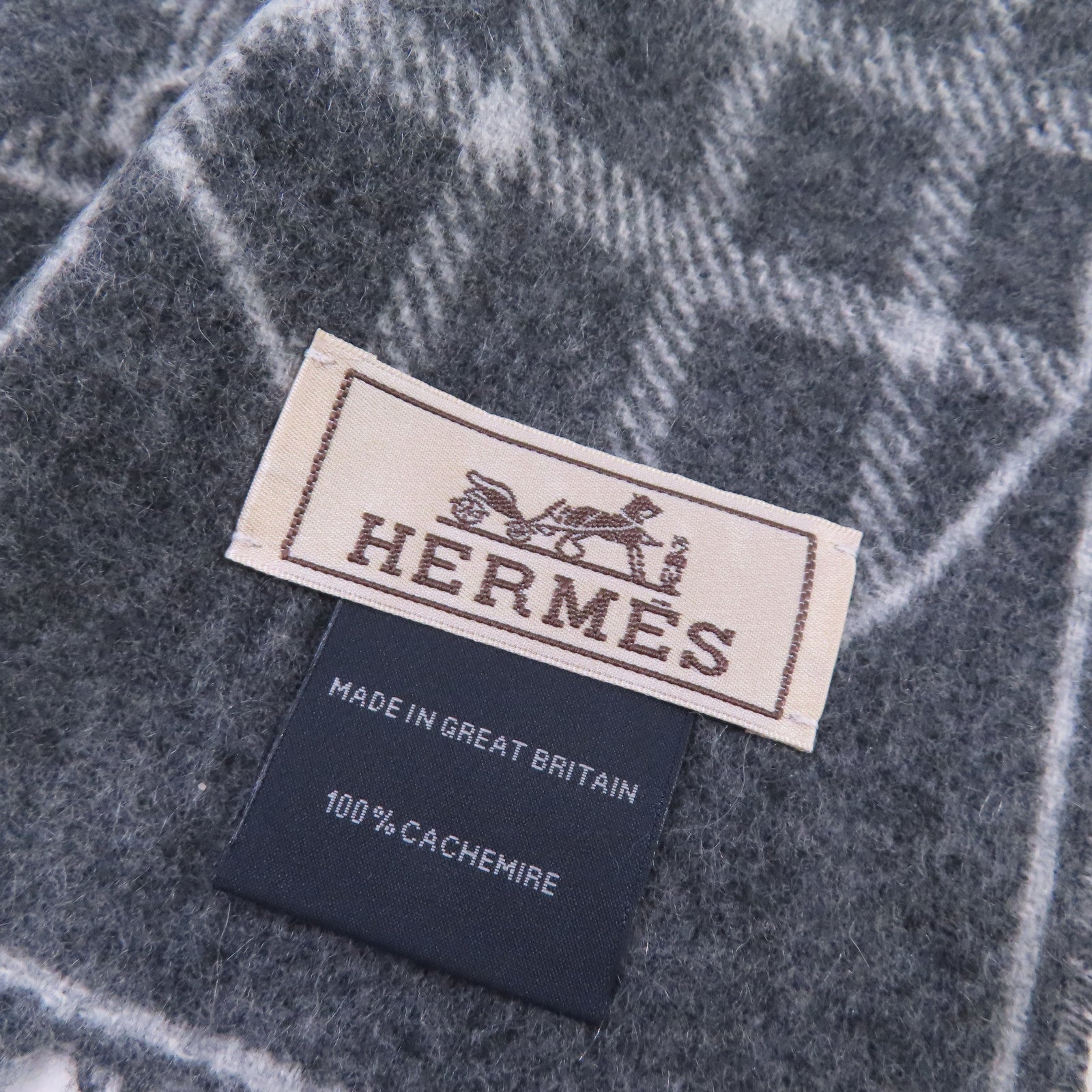HERMES 羊绒Muffler圍巾灰色