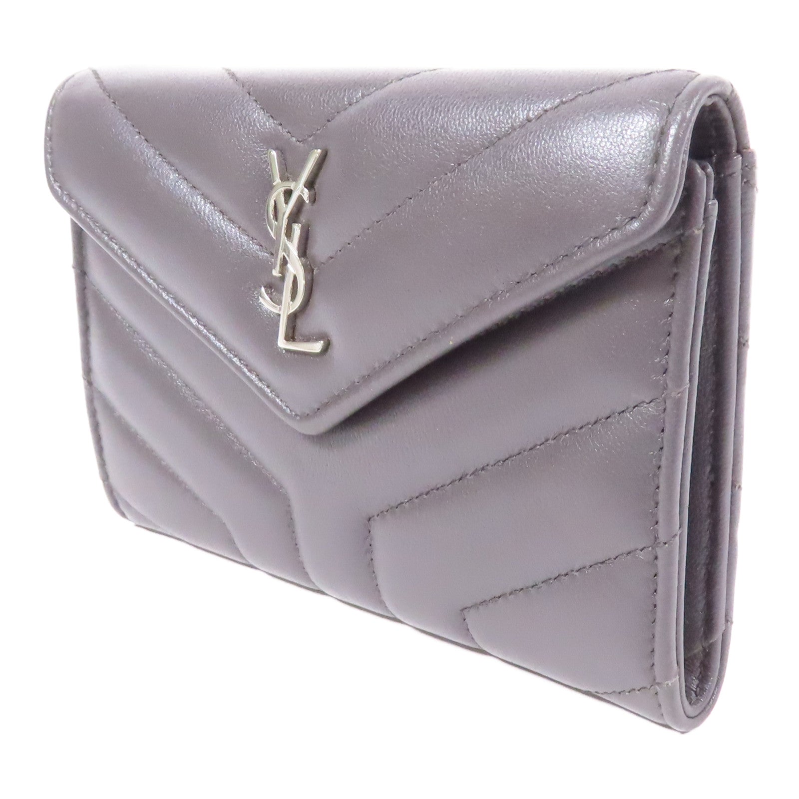 SAINT LAURENT 羊皮皮革Wallet銀扣錢包