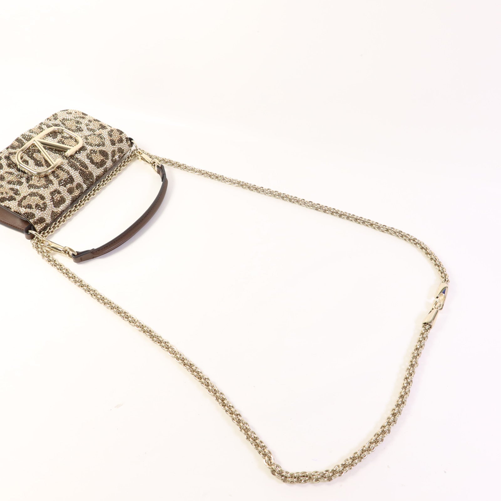 Valentino 牛皮皮革/水晶Shoulder Bag金扣手挽肩背兩用袋