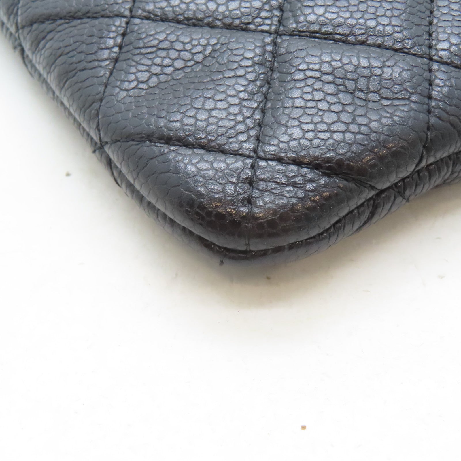 CHANEL 【激減優惠】菱格Caviar皮革Clutch銀扣手拿包黑色