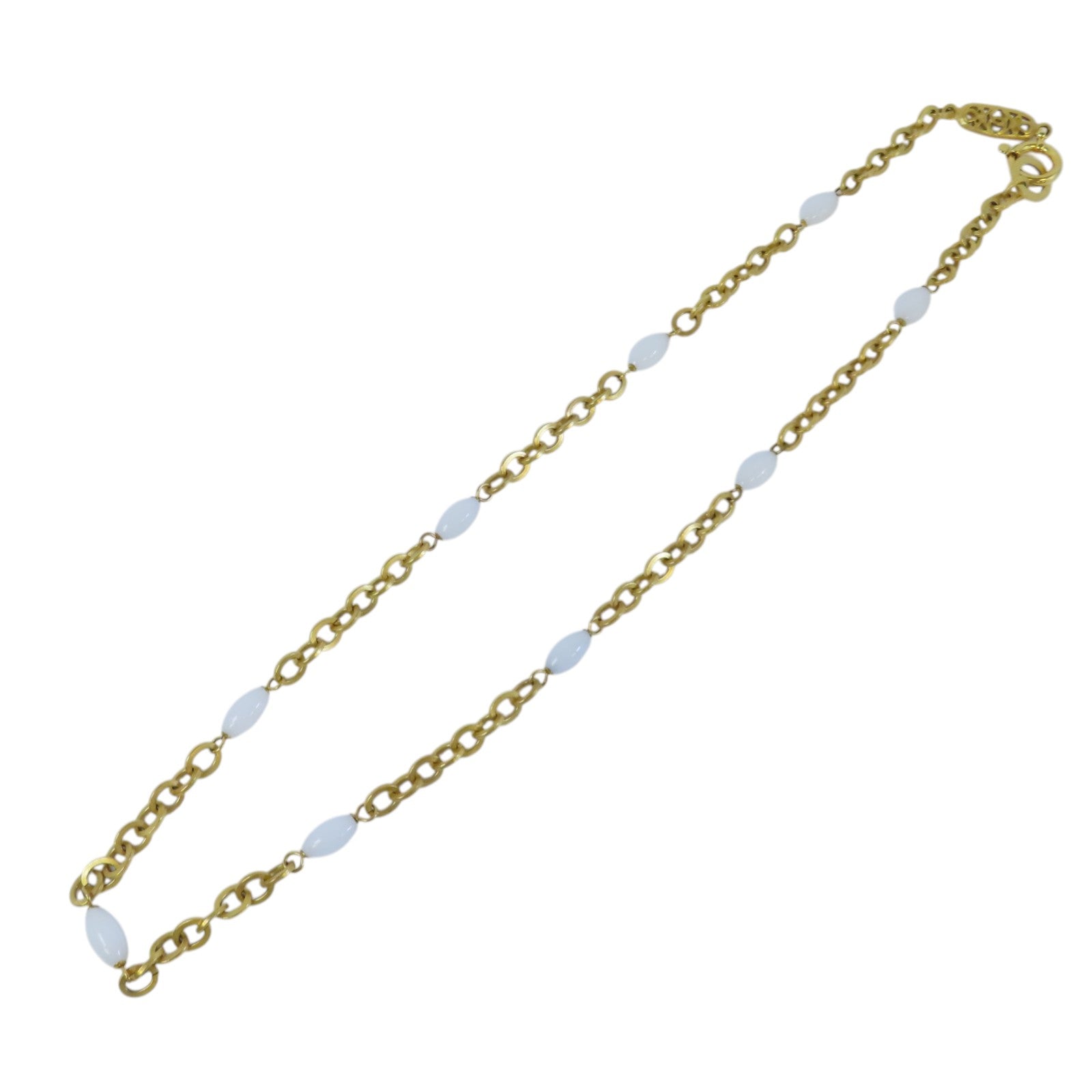 CHANEL CC GHW Necklace 95P Metal PVC White