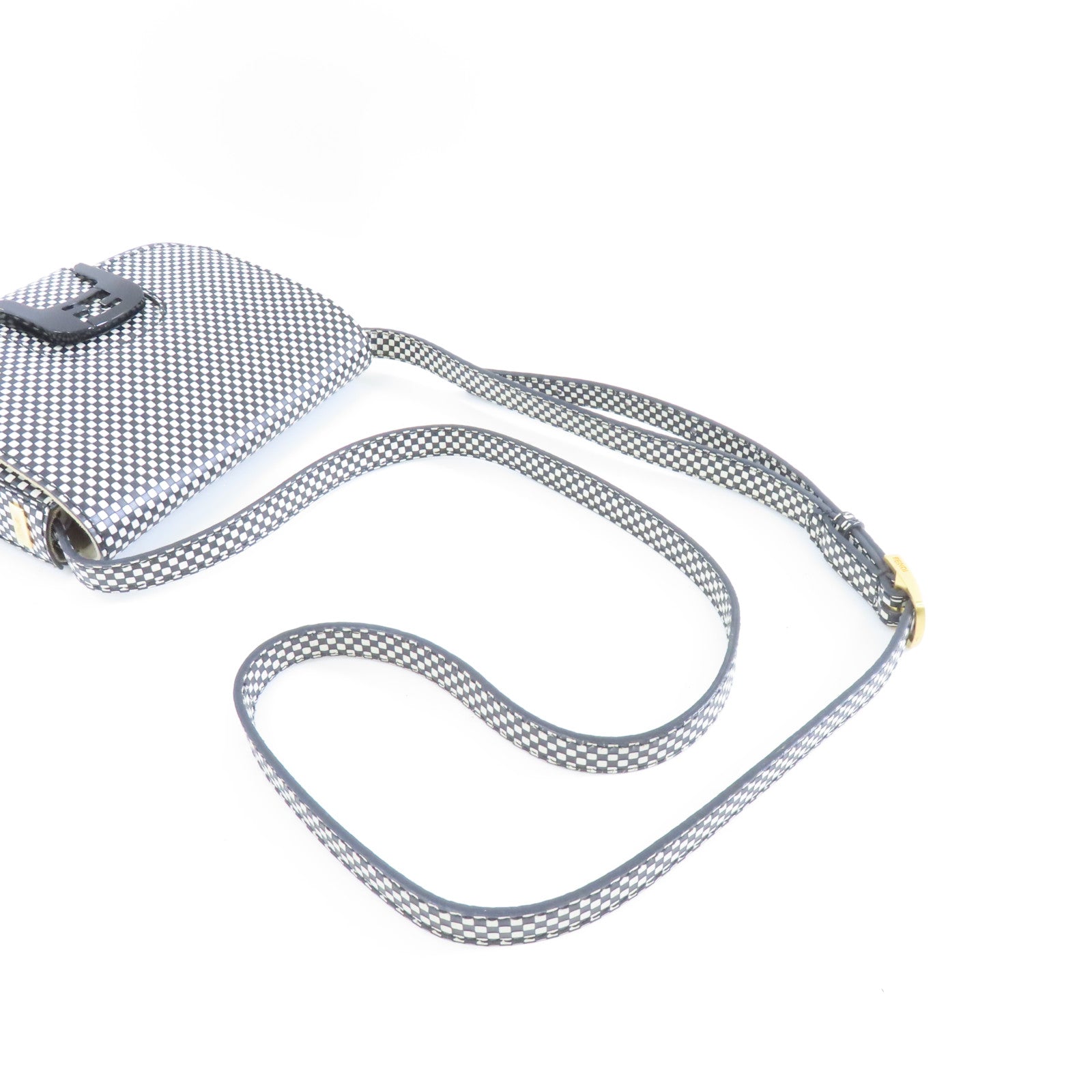 FENDI 皮革Shoulder Bag金扣肩背袋黑色/白色