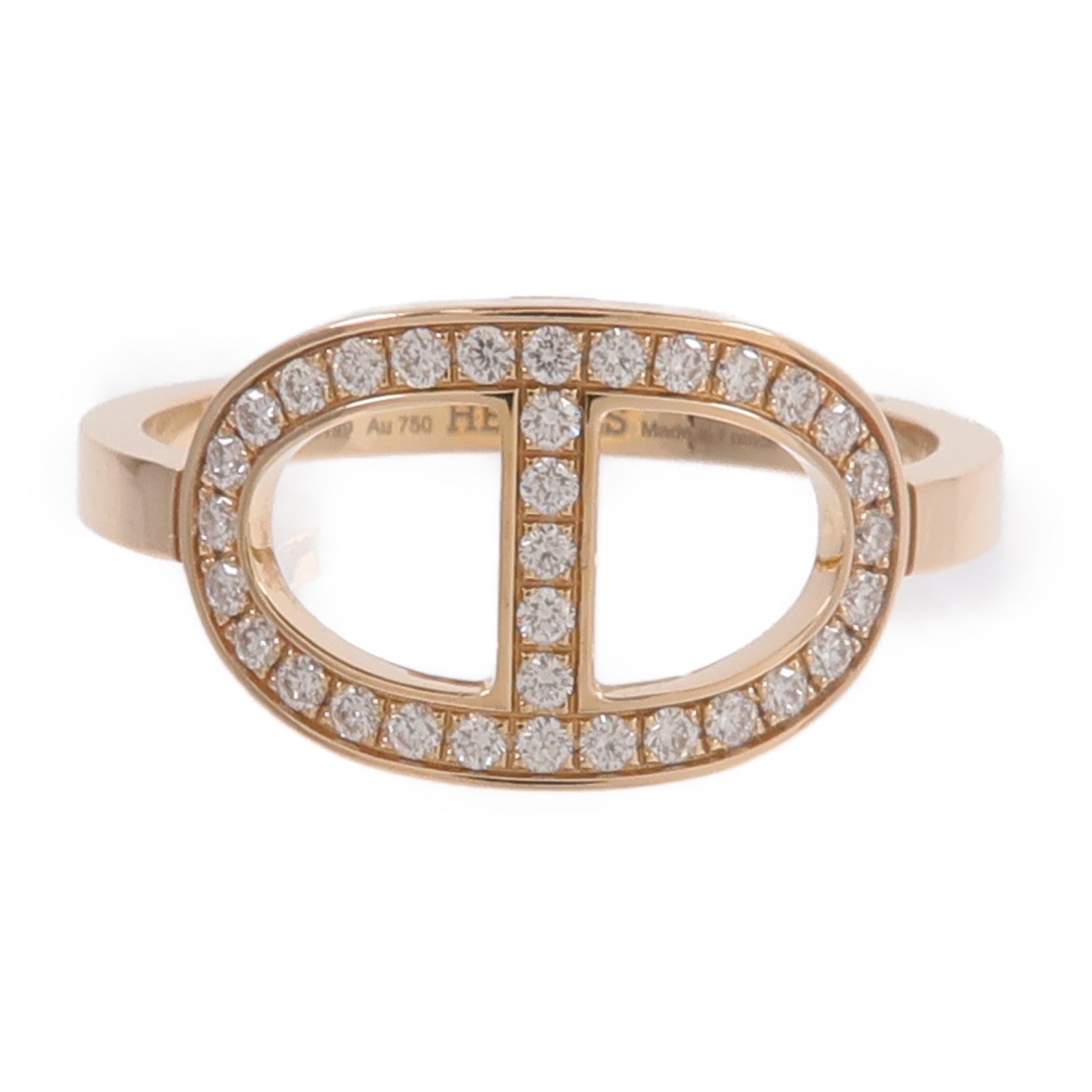HERMES 18K玫瑰金H Bague Dancre Ring鑽石戒指