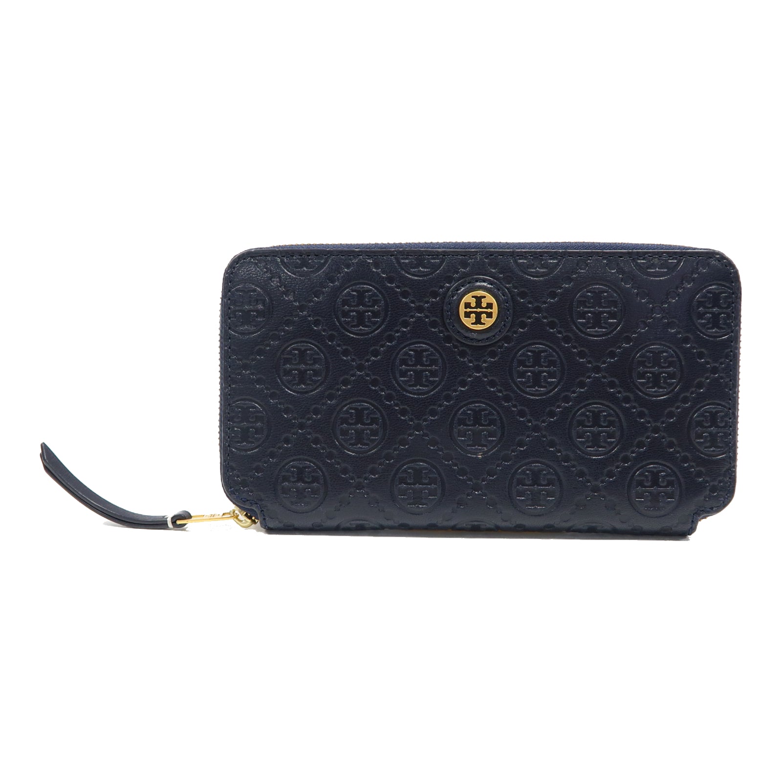 Tory Burch 牛皮皮革Long Wallet金扣長錢包藍色