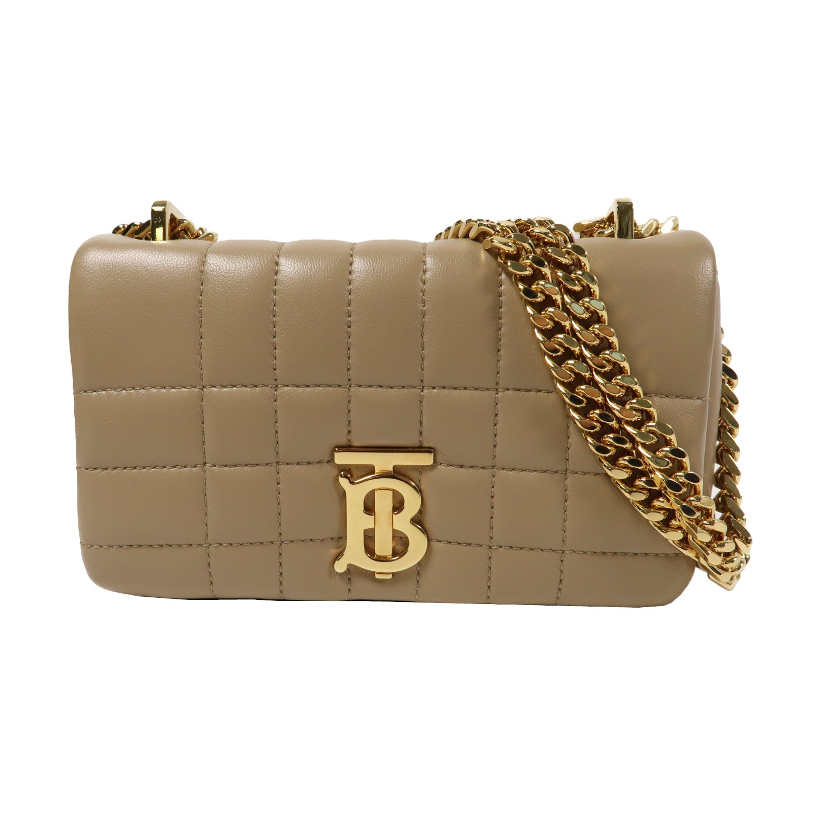 BURBERRY 【激減優惠】牛皮皮革Shoulder Bag金扣鏈帶肩背袋啡色