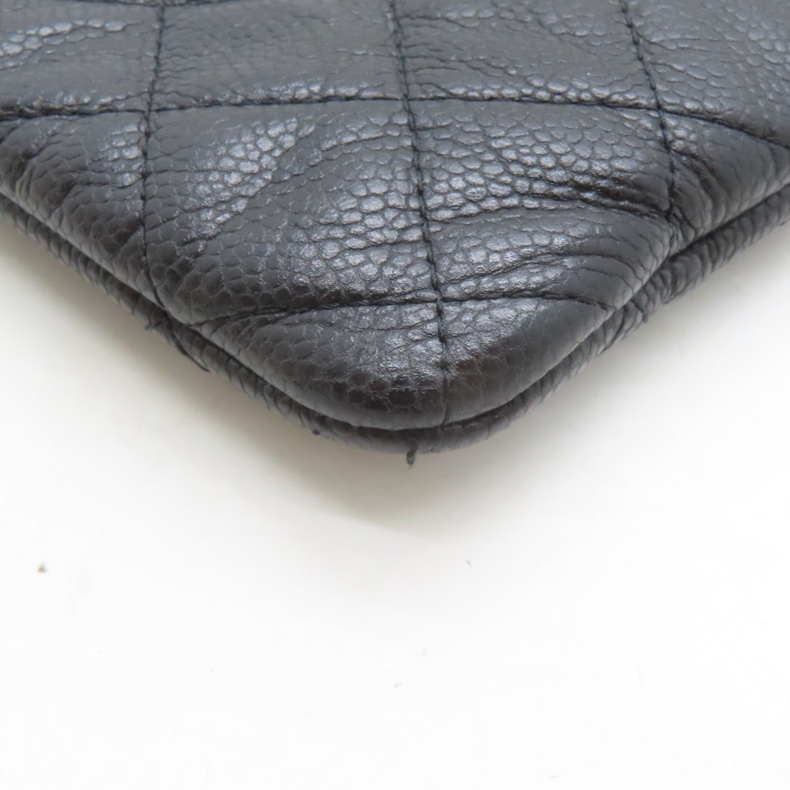CHANEL 【激減優惠】菱格Caviar皮革Clutch銀扣手拿包黑色