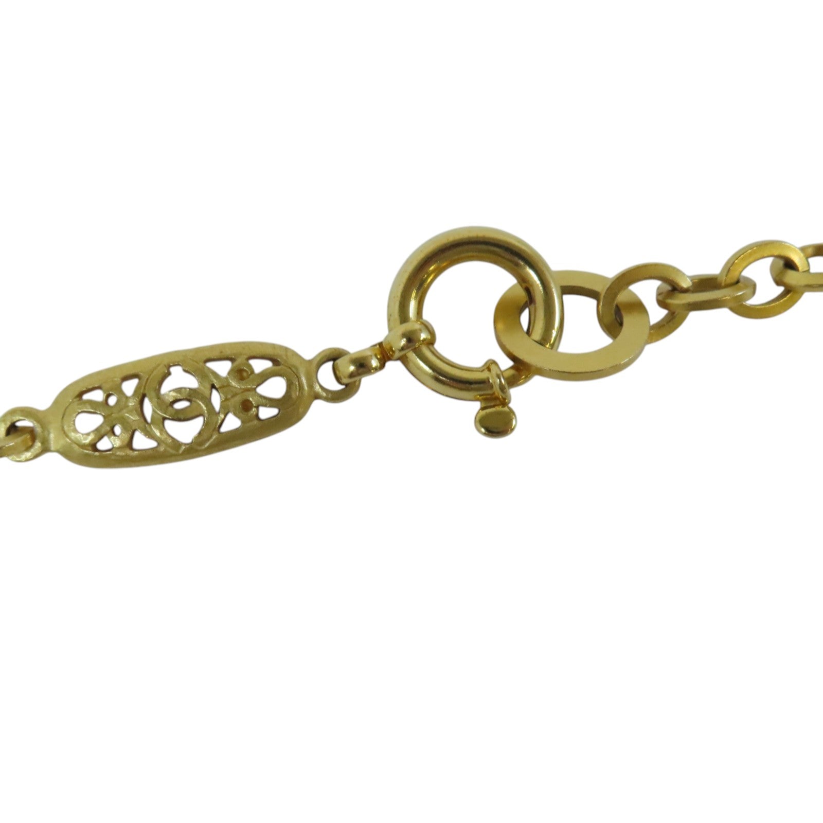 CHANEL CC GHW Necklace 95P Metal PVC White