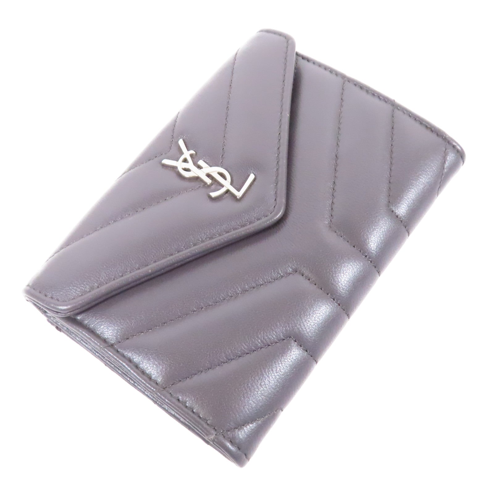 SAINT LAURENT 羊皮皮革Wallet銀扣錢包
