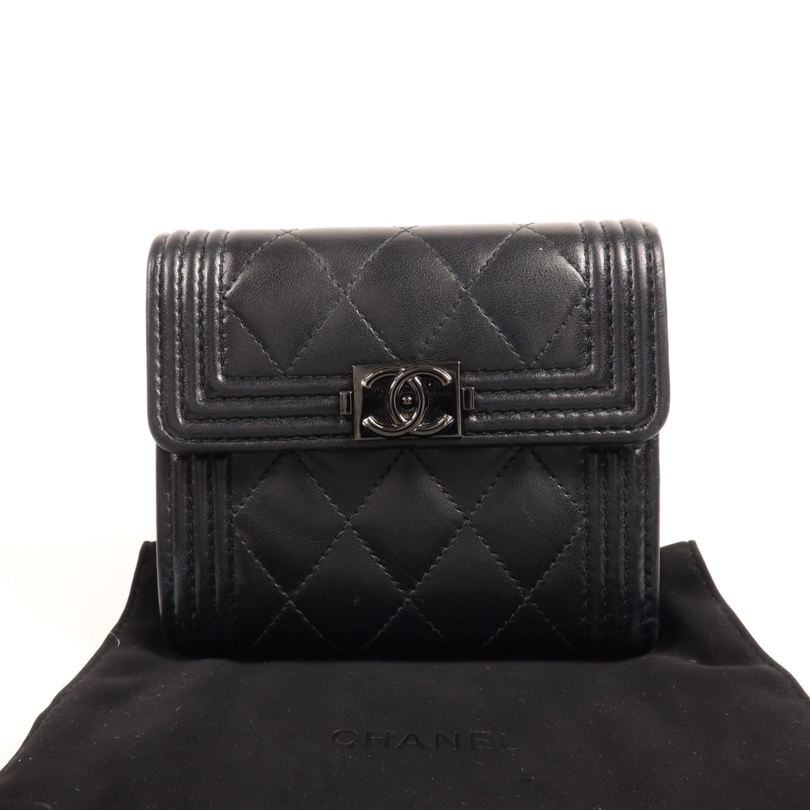 CHANEL 羊皮皮革Boy Wallet錢包