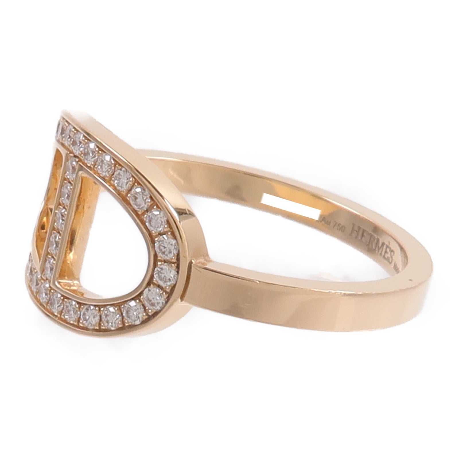HERMES 18K玫瑰金H Bague Dancre Ring鑽石戒指