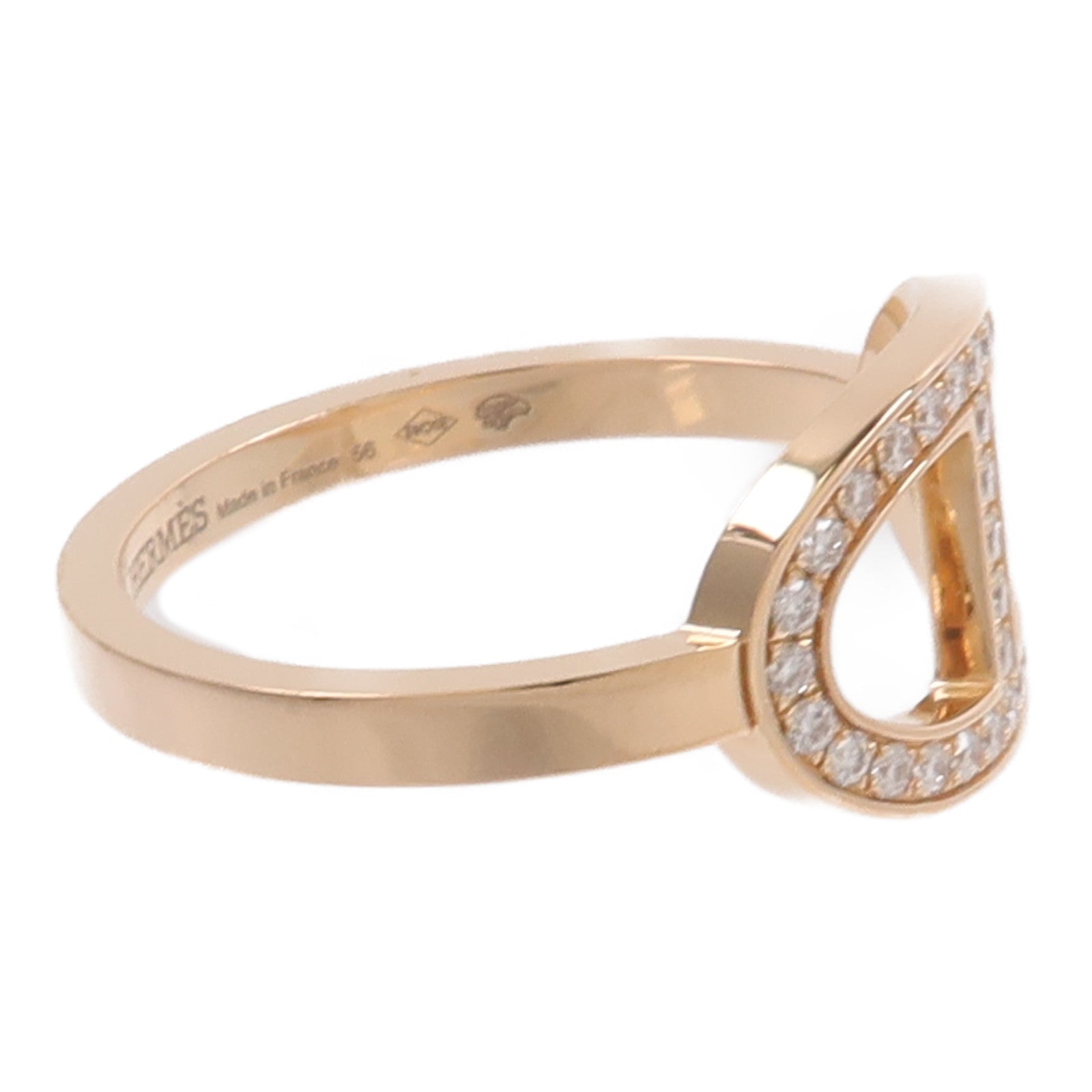 HERMES 18K玫瑰金H Bague Dancre Ring鑽石戒指