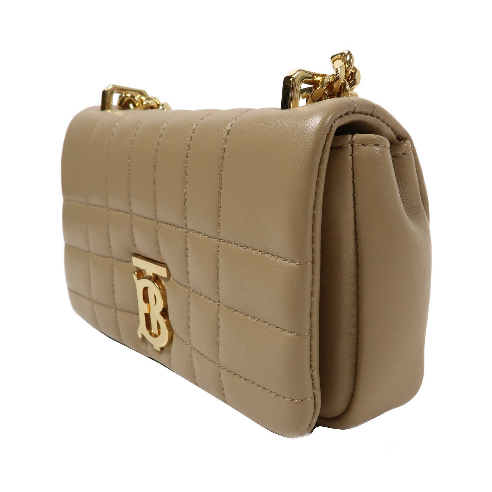 BURBERRY 【激減優惠】牛皮皮革Shoulder Bag金扣鏈帶肩背袋啡色