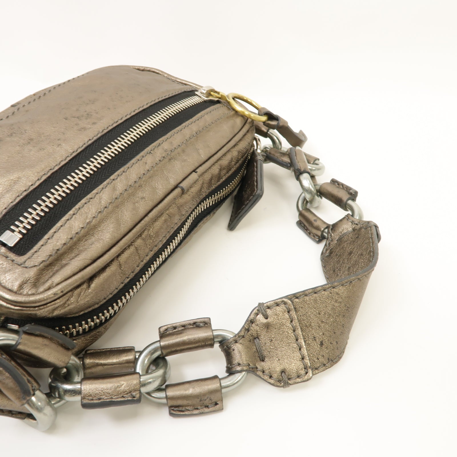 Chloe 【激減優惠】牛皮皮革Handbag銀扣手挽袋青銅色