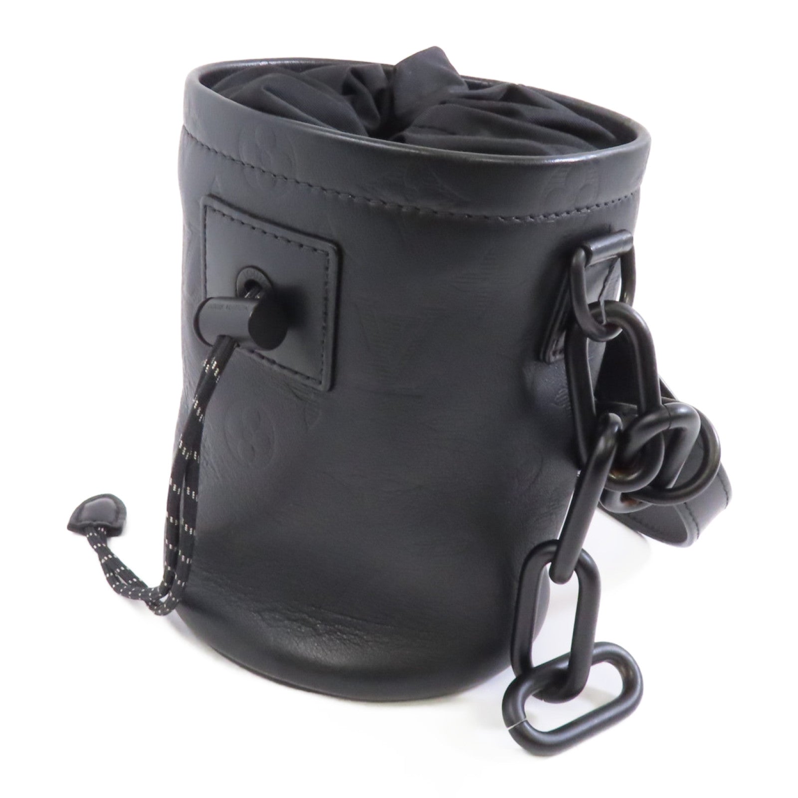 LOUIS VUITTON Monogram Shadow Chalk Nano肩背袋黑色