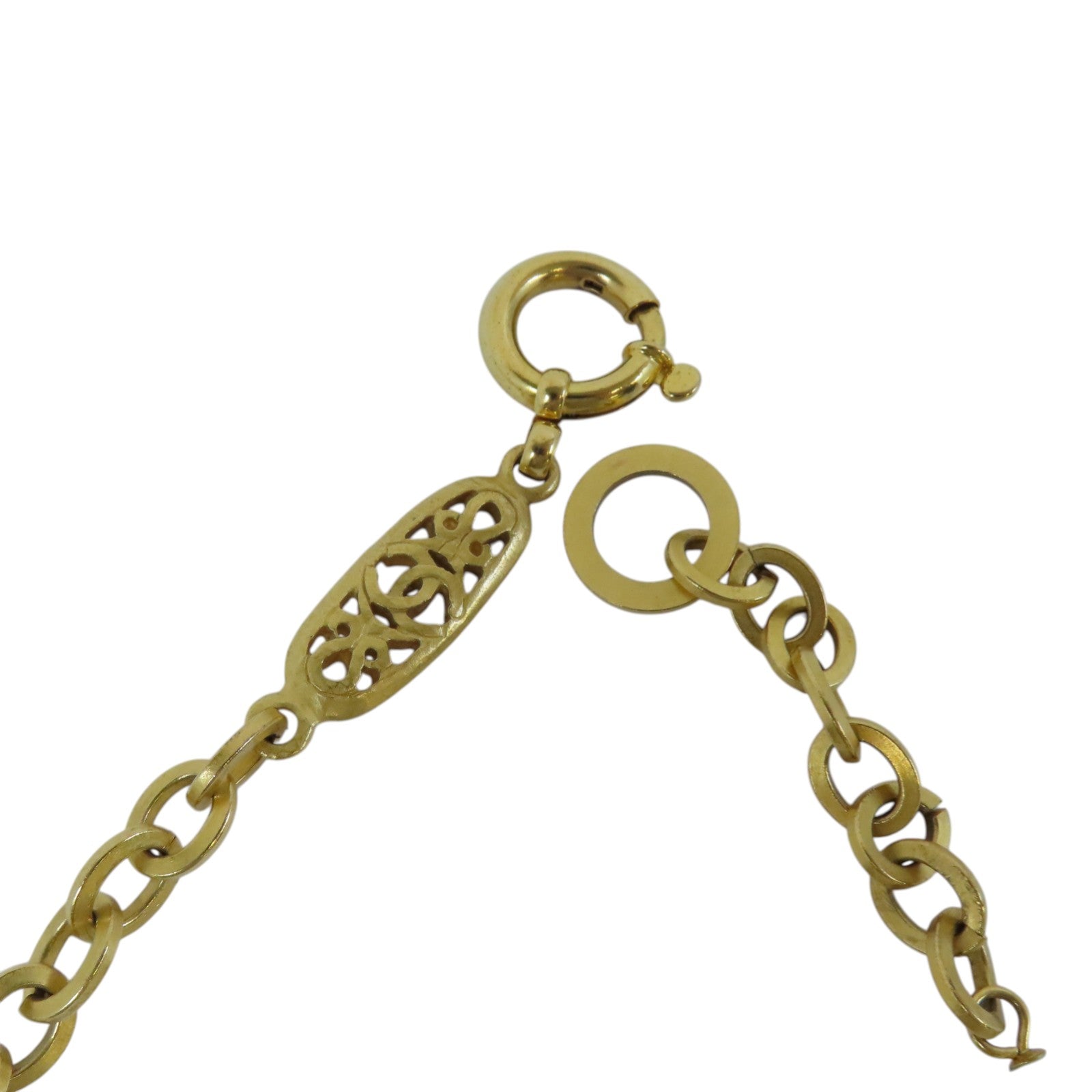 CHANEL CC GHW Necklace 95P Metal PVC White