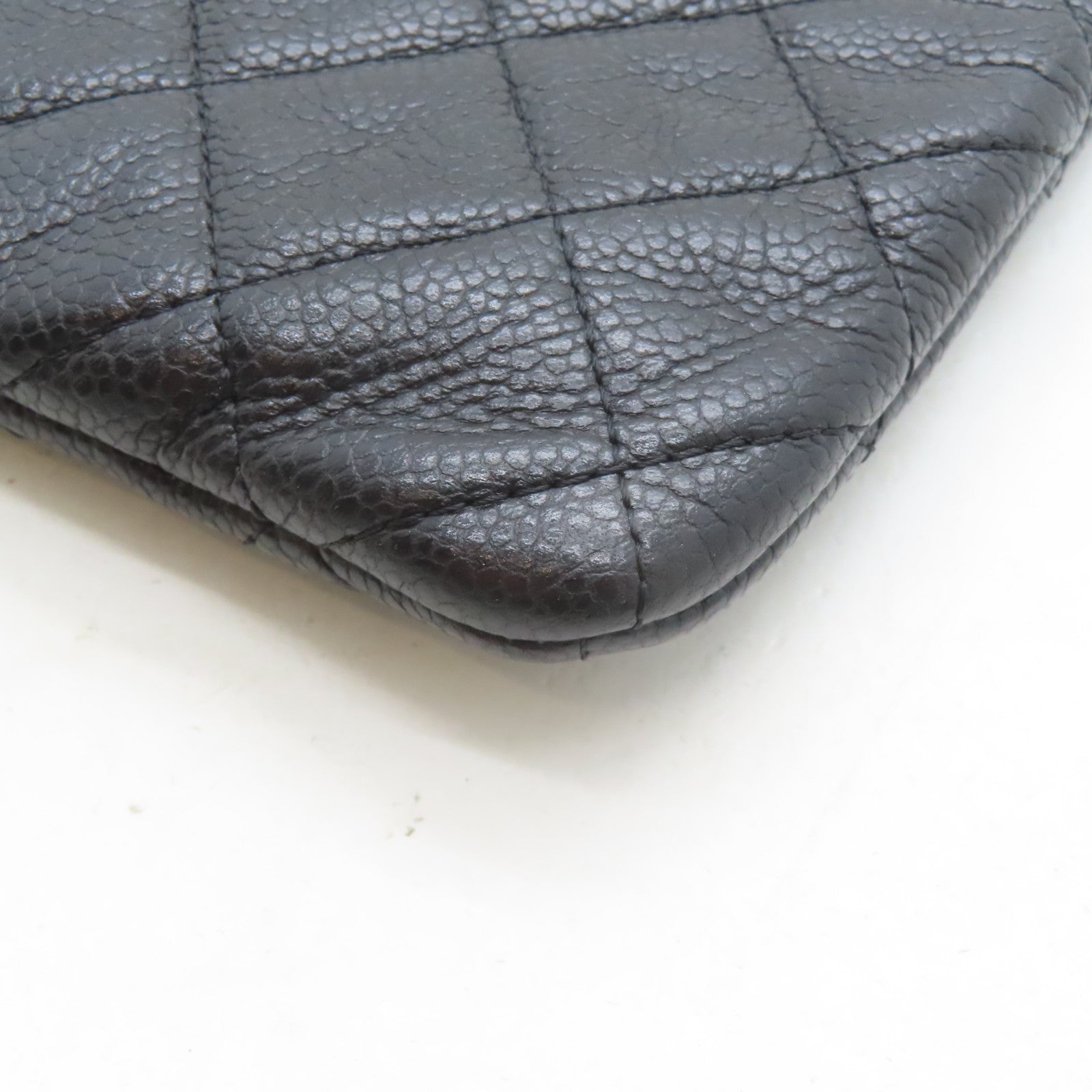 CHANEL 【激減優惠】菱格Caviar皮革Clutch銀扣手拿包黑色