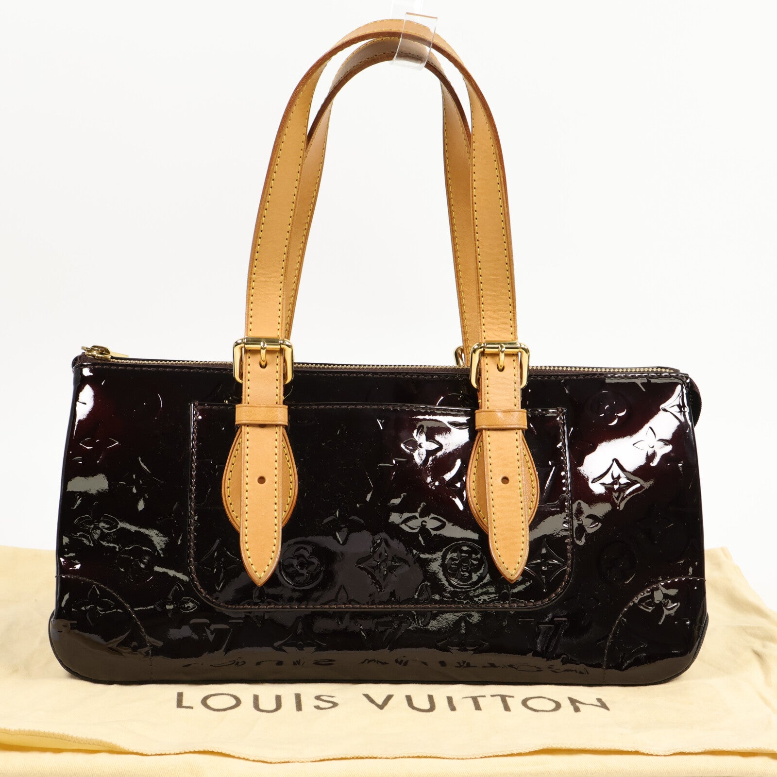 LOUIS VUITTON Monogram Vernis Rosewood Avenue金扣肩背袋
