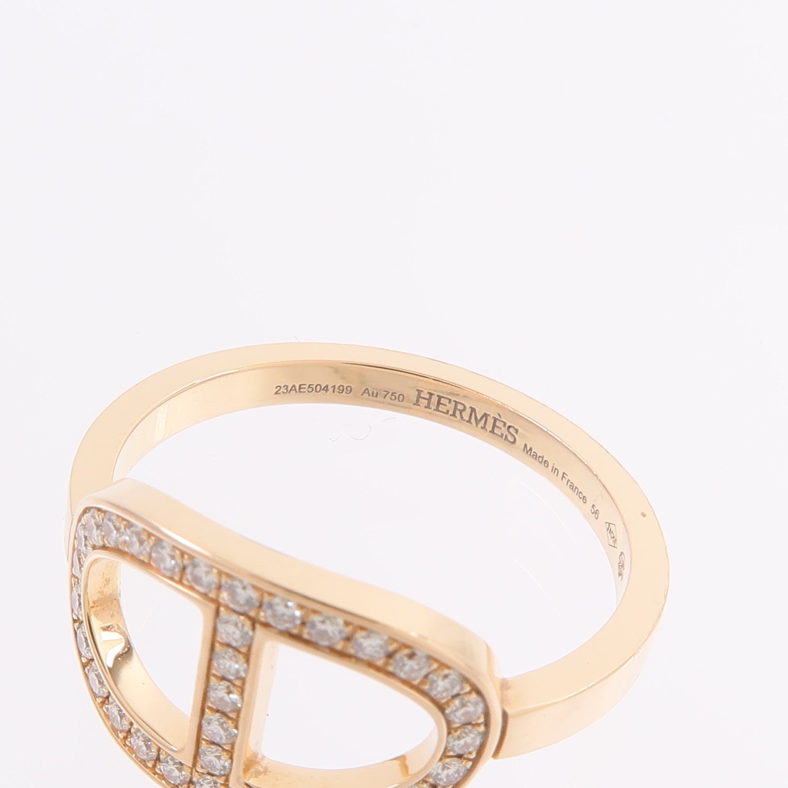 HERMES 18K玫瑰金H Bague Dancre Ring鑽石戒指
