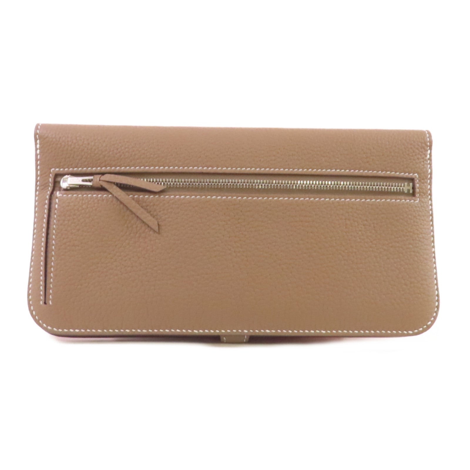 HERMES Togo皮革Dogon Wallet銀扣長錢包Etoupe大象色