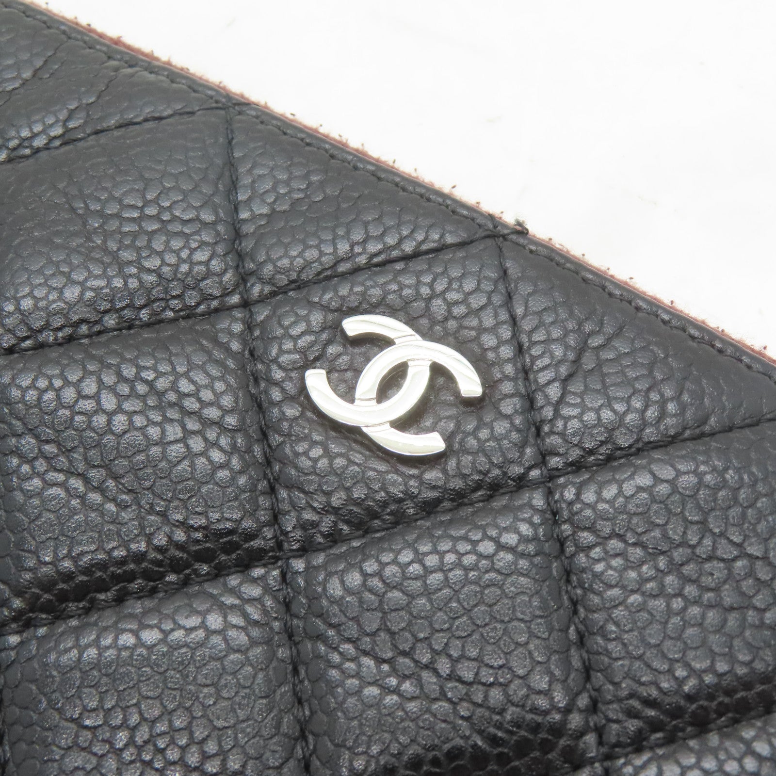 CHANEL 【激減優惠】菱格Caviar皮革Clutch銀扣手拿包黑色