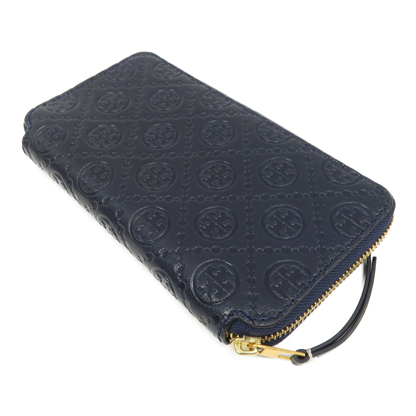 Tory Burch 牛皮皮革Long Wallet金扣長錢包藍色