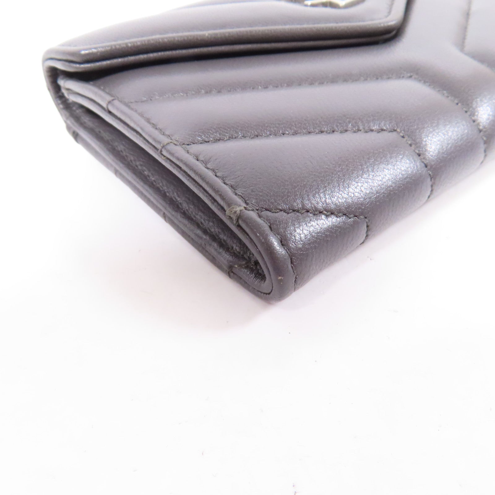 SAINT LAURENT 羊皮皮革Wallet銀扣錢包