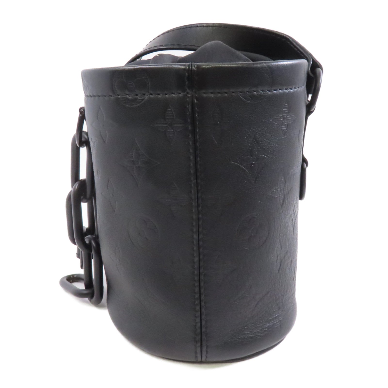 LOUIS VUITTON Monogram Shadow Chalk Nano肩背袋黑色
