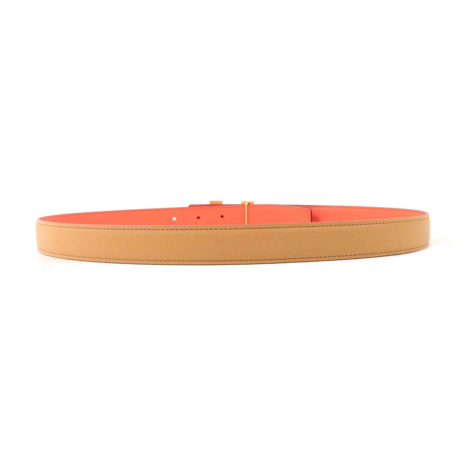 HERMES Swift/Epsom皮革Mini Constance Belt皮帶Naturel/Rose Texas