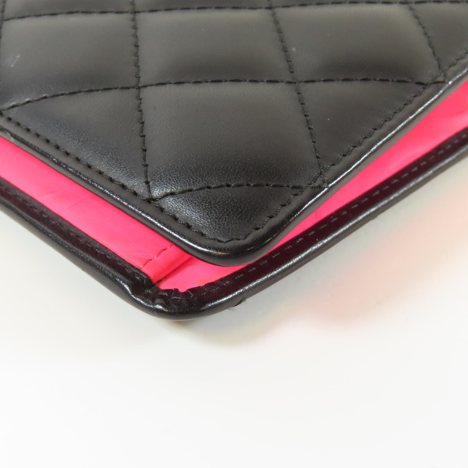 CHANEL 【激減優惠】菱格羊皮皮革Cambon Line Long Wallet銀扣長錢包黑色