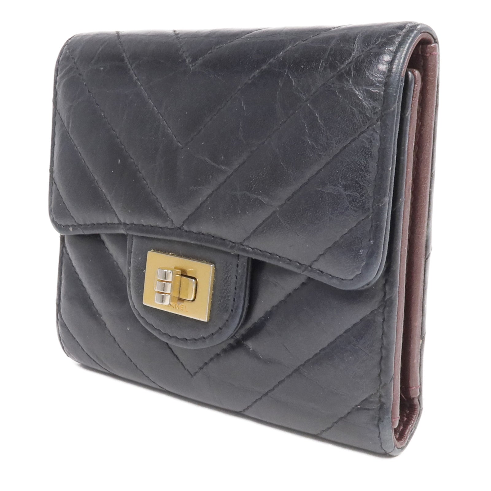 CHANEL 牛皮皮革2.55 Wallet金扣錢包