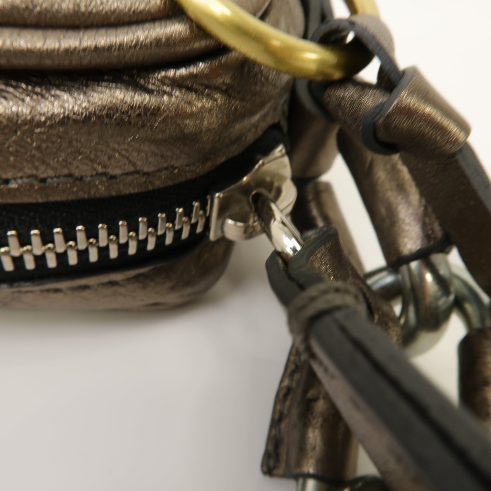 Chloe 【激減優惠】牛皮皮革Handbag銀扣手挽袋青銅色