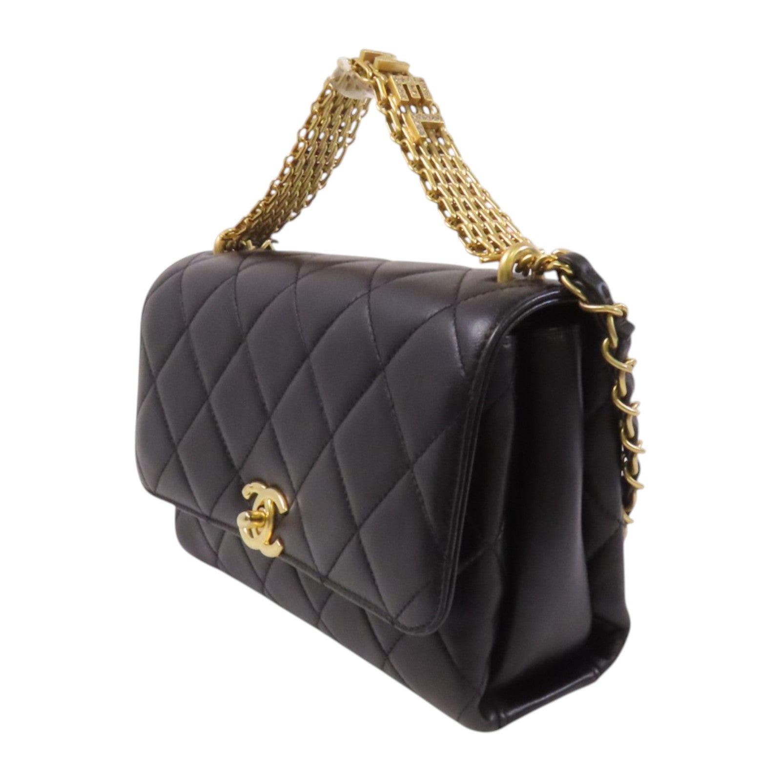 CHANEL 羊皮皮革Small Flap Bag金扣鏈帶手挽肩背兩用袋