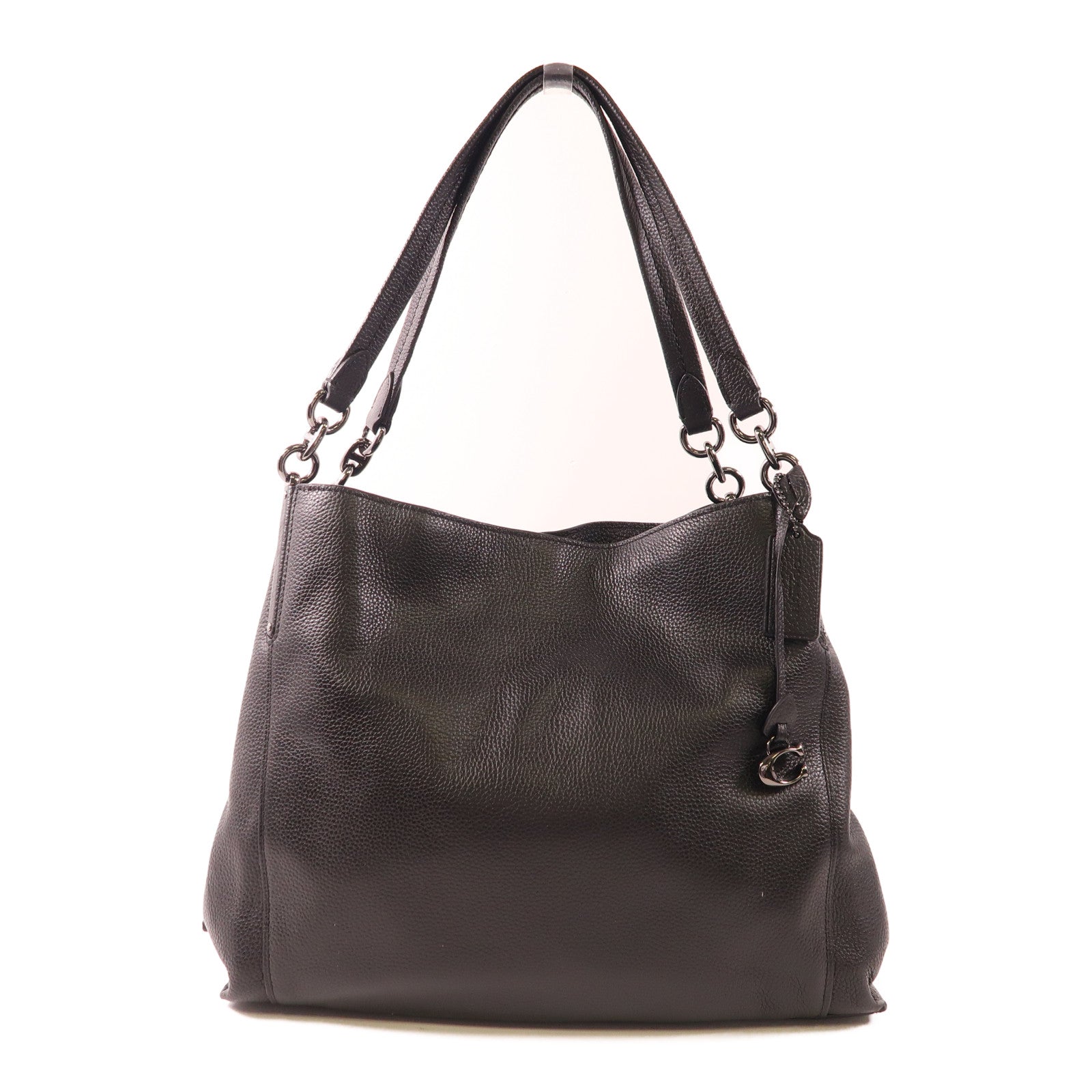 COACH 牛皮皮革Shoulder Bag銀扣肩背袋