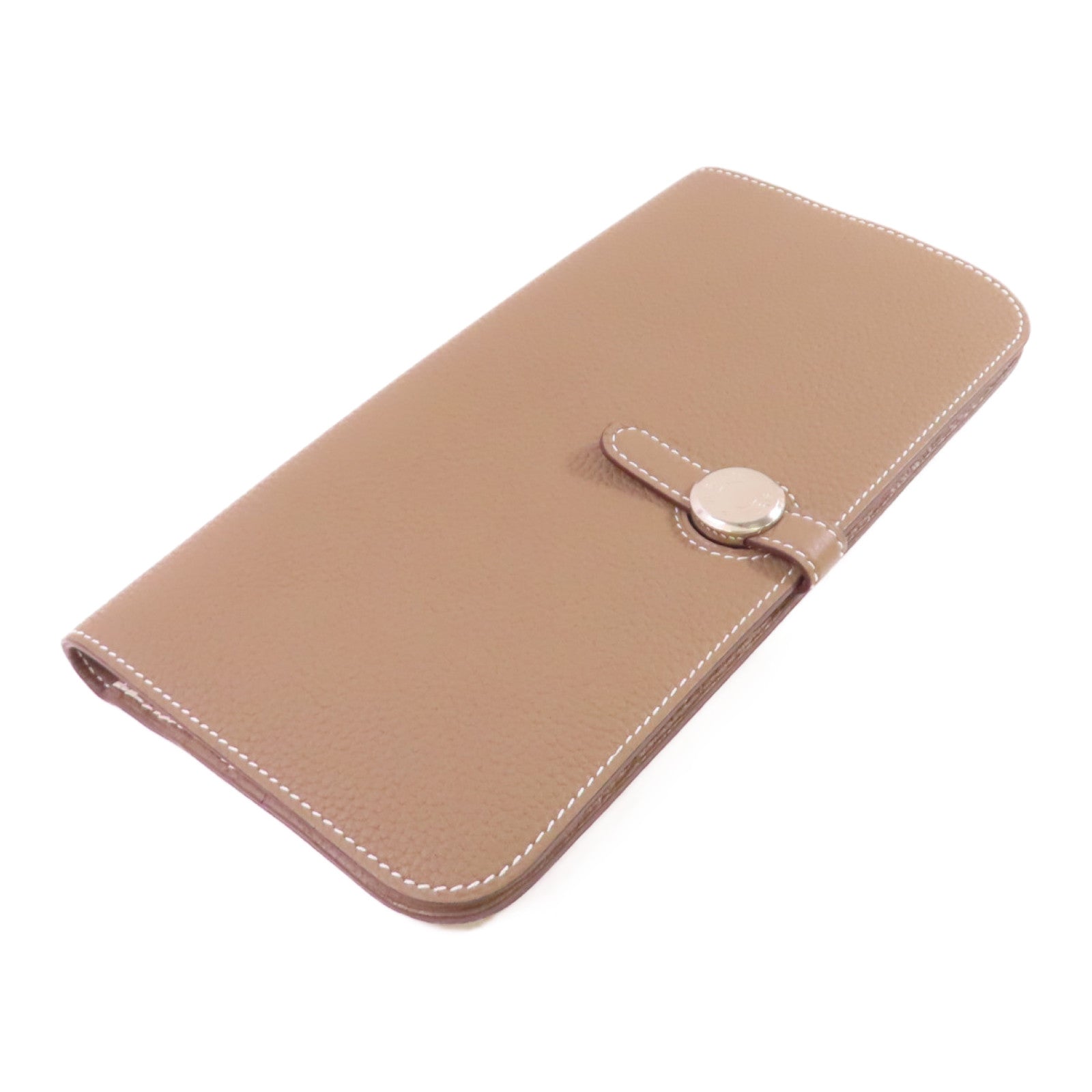 HERMES Togo皮革Dogon Wallet銀扣長錢包Etoupe大象色