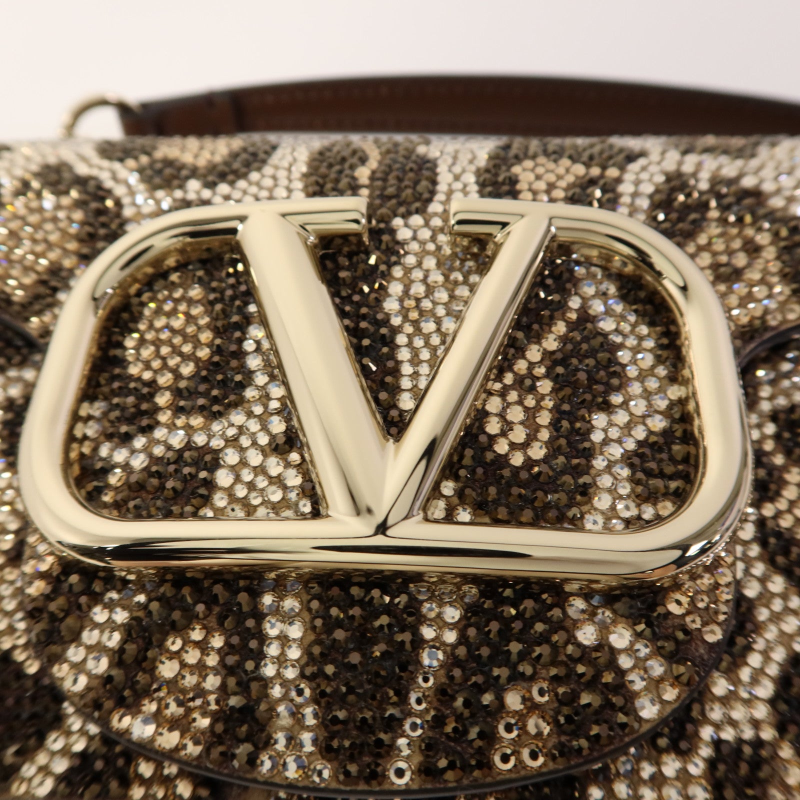 Valentino 牛皮皮革/水晶Shoulder Bag金扣手挽肩背兩用袋