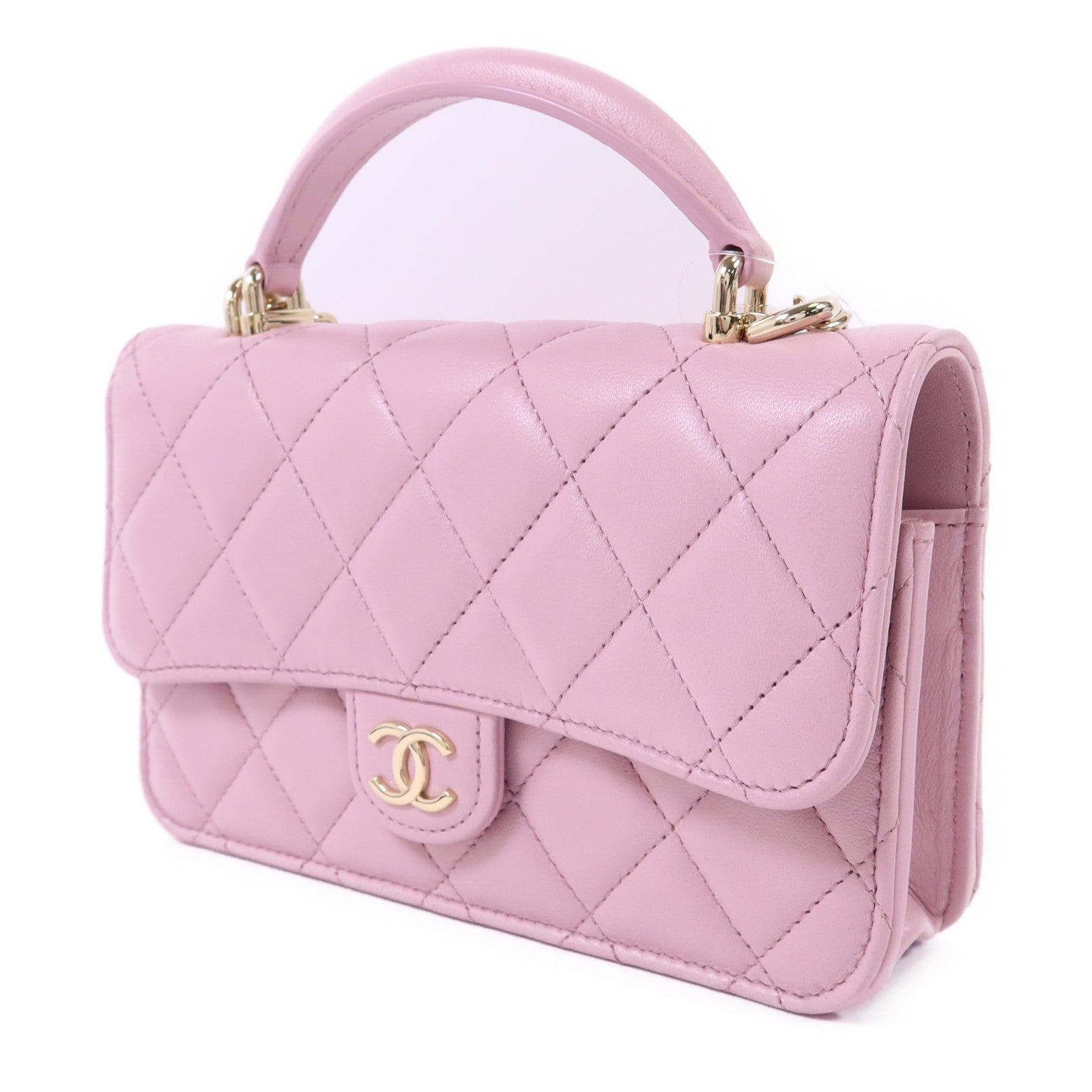 CHANEL 羊皮皮革Chain Shoulder Bag金扣手挽肩背兩用袋