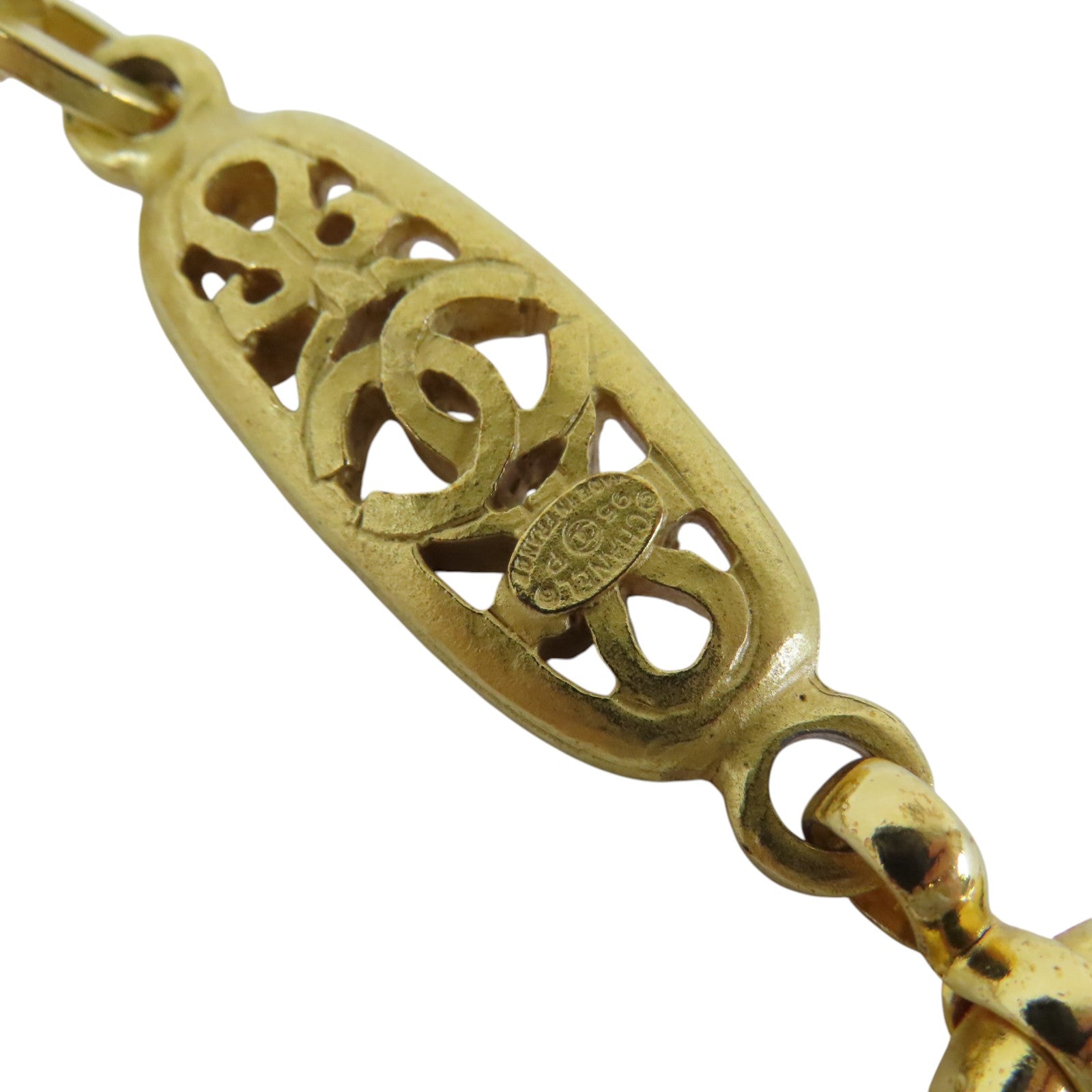 CHANEL CC GHW Necklace 95P Metal PVC White