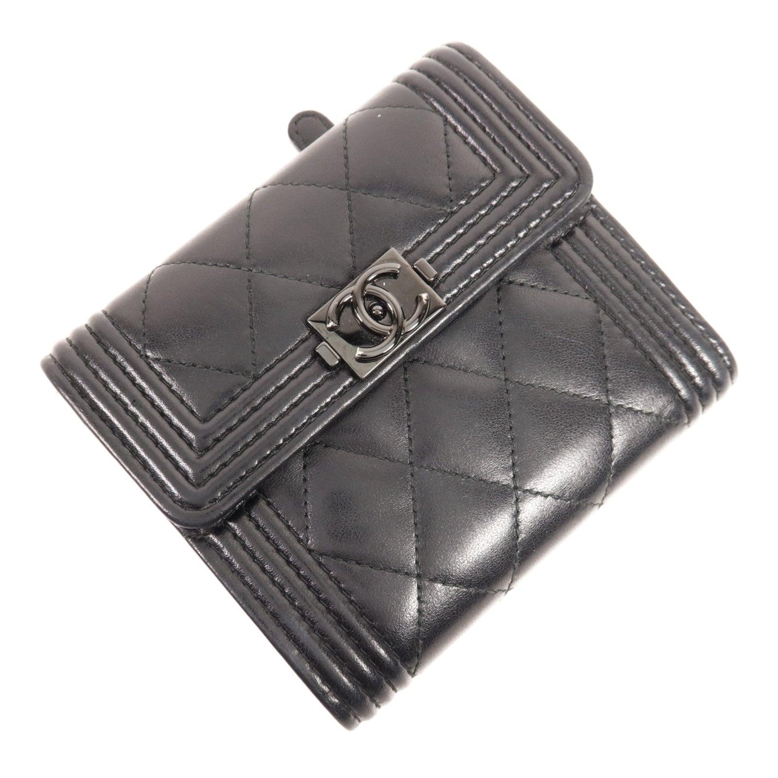 CHANEL 羊皮皮革Boy Wallet錢包