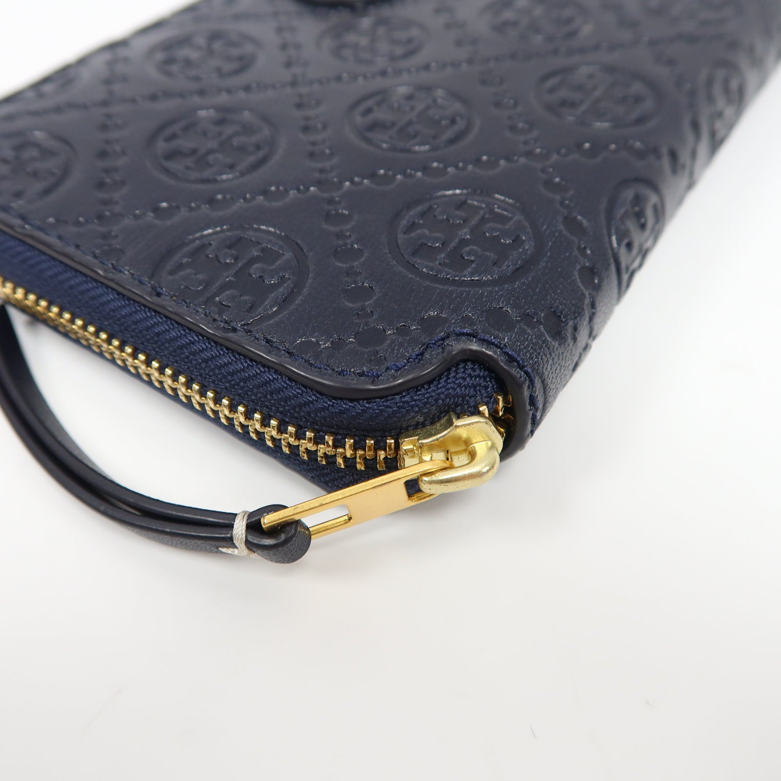 Tory Burch 牛皮皮革Long Wallet金扣長錢包藍色
