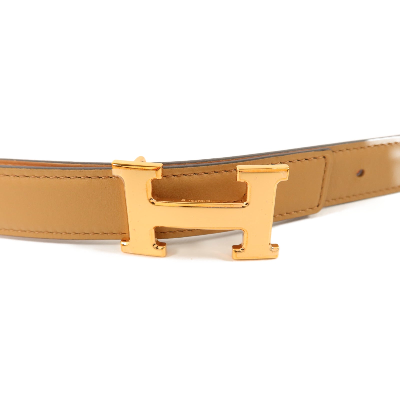 HERMES Swift/Epsom皮革Mini Constance Belt皮帶Naturel/Rose Texas