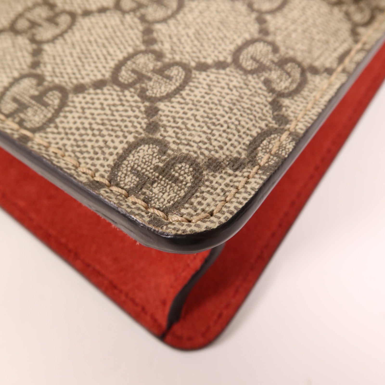 GUCCI 塗層帆布Dionysus銀扣鏈帶肩背袋