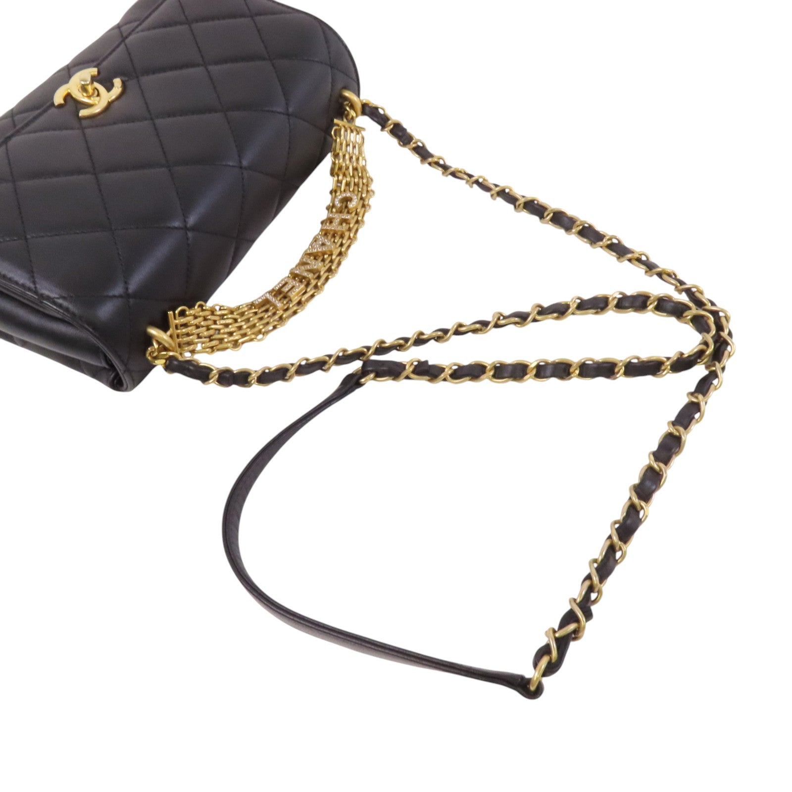 CHANEL 羊皮皮革Small Flap Bag金扣鏈帶手挽肩背兩用袋