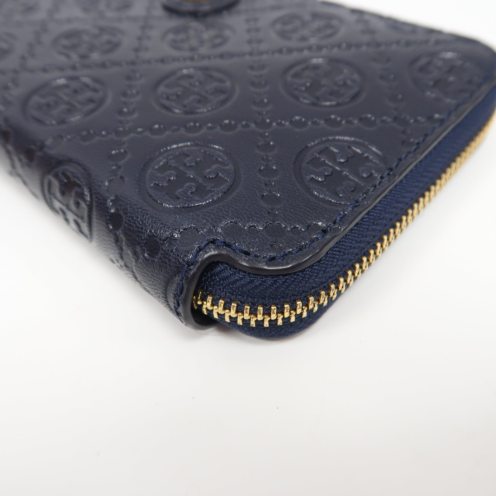Tory Burch 牛皮皮革Long Wallet金扣長錢包藍色