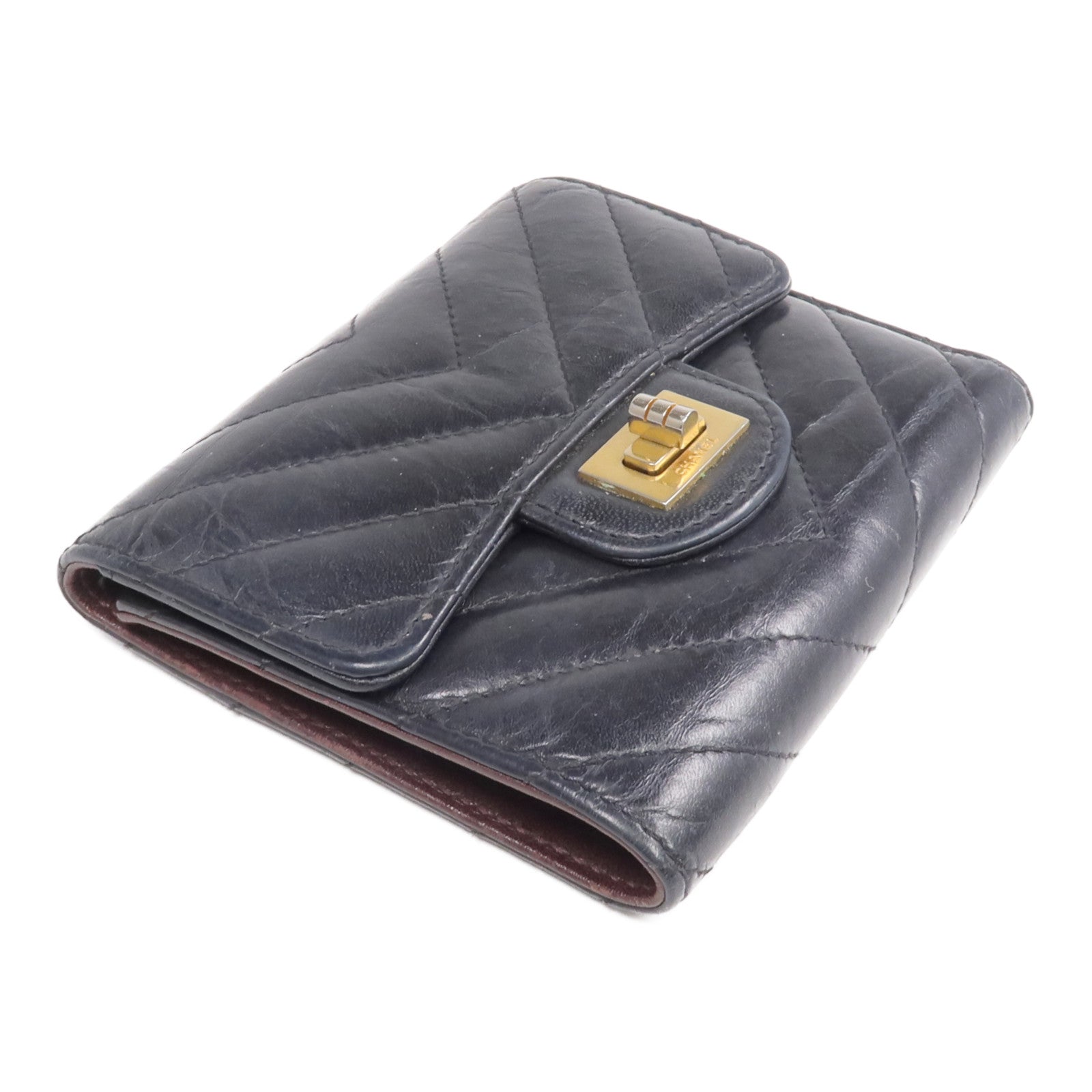 CHANEL 牛皮皮革2.55 Wallet金扣錢包
