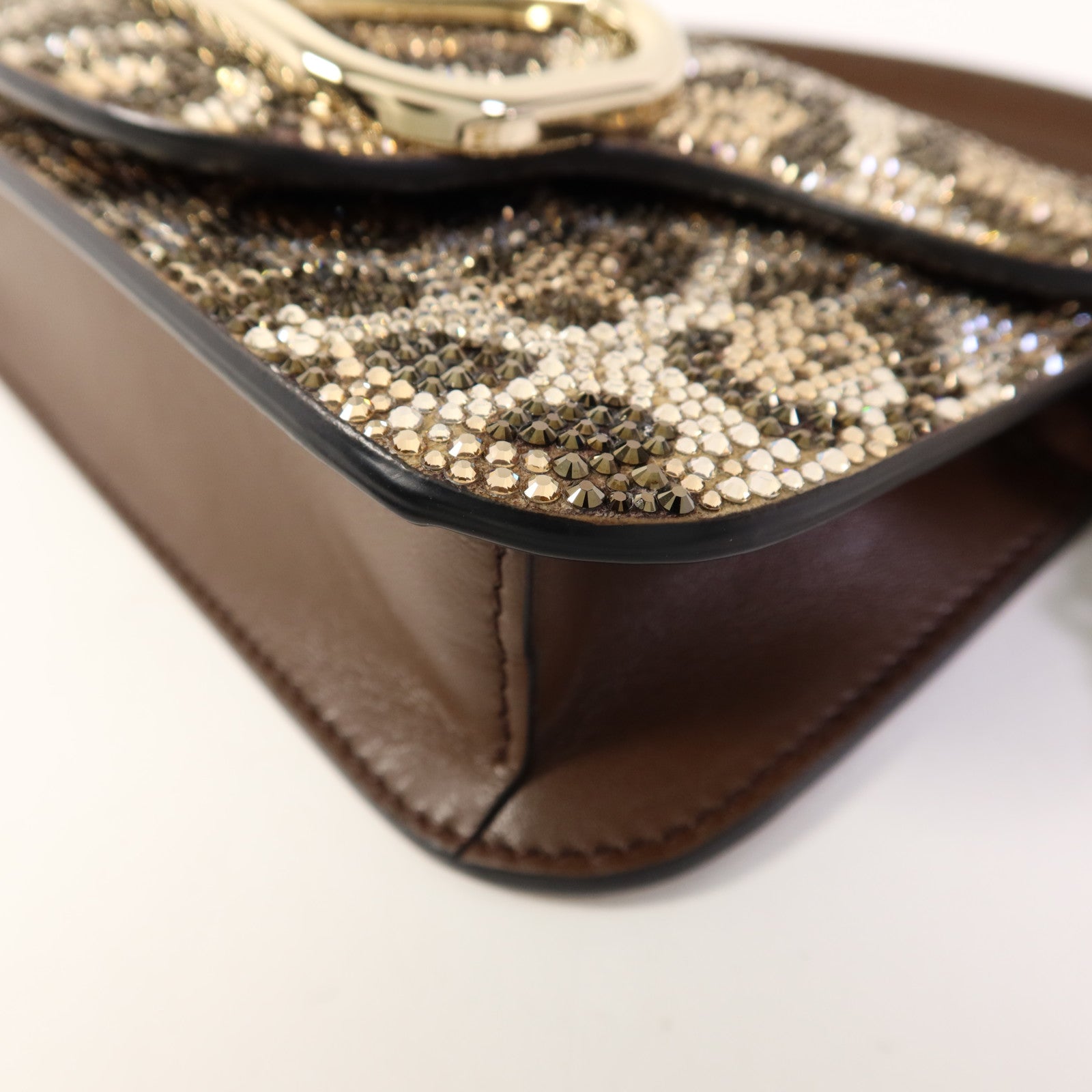 Valentino 牛皮皮革/水晶Shoulder Bag金扣手挽肩背兩用袋