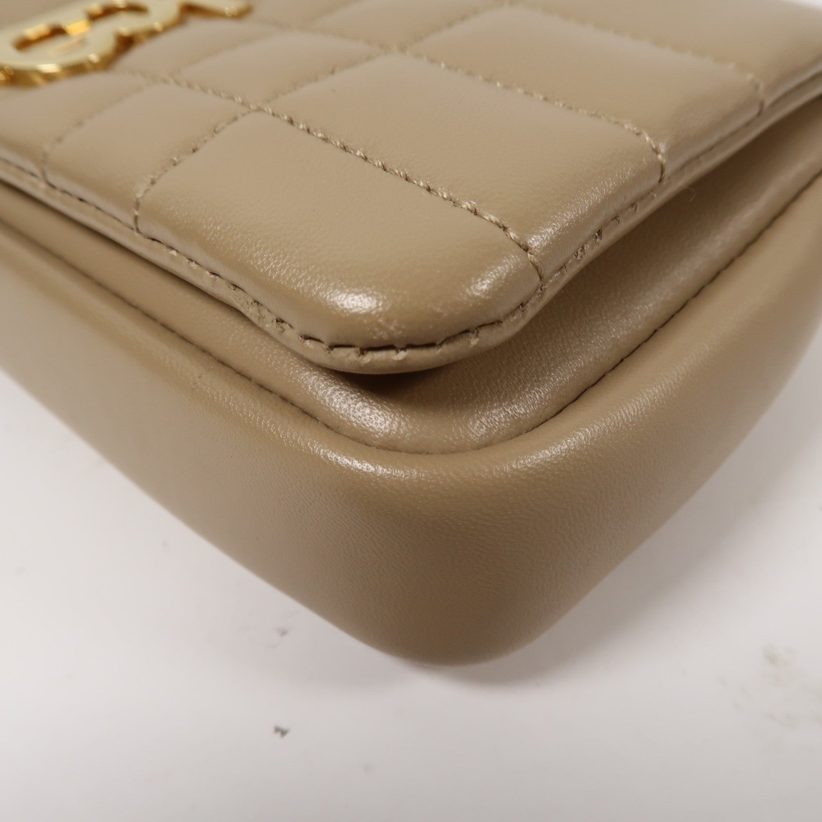 BURBERRY 【激減優惠】牛皮皮革Shoulder Bag金扣鏈帶肩背袋啡色